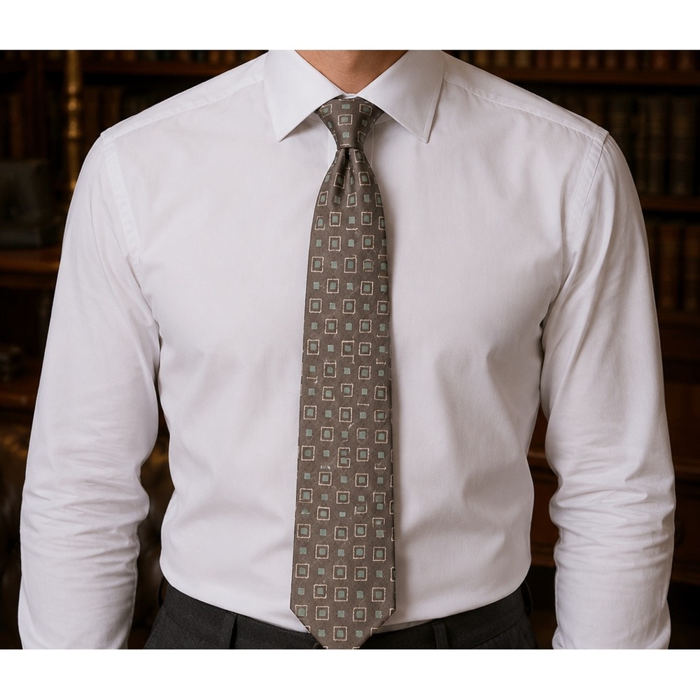 Kiton Wool/Silk/Linen Handcrafted Italian Tie with a soft grey background